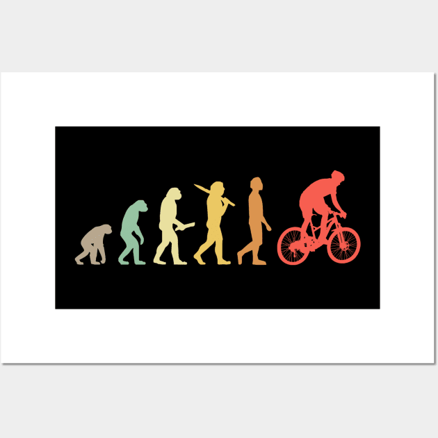 Retro Mountain Biking Evolution Gift For Mountain Bikers Wall Art by OceanRadar